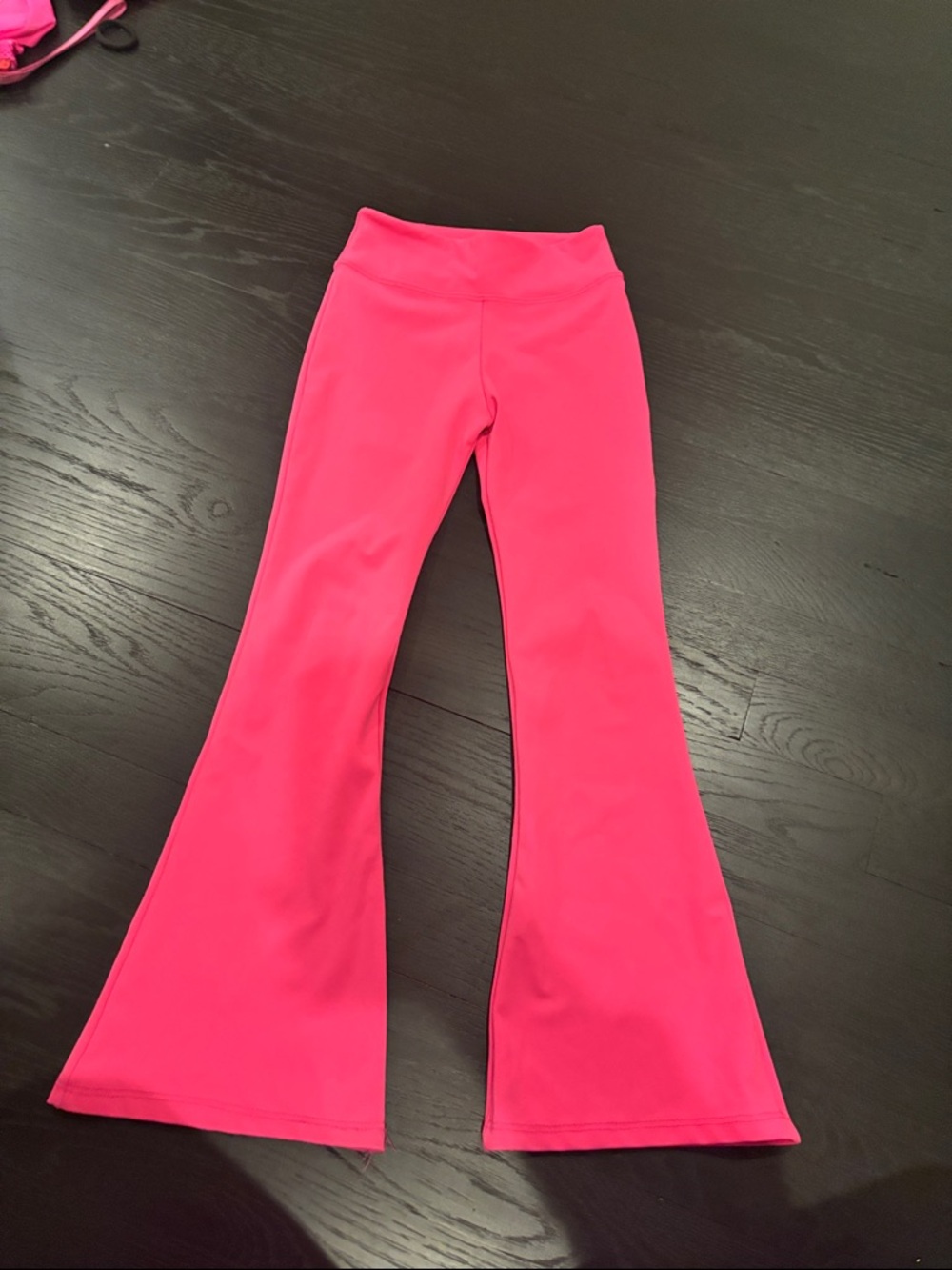 Girls' Bright Pink Flared Leggings with High Waist